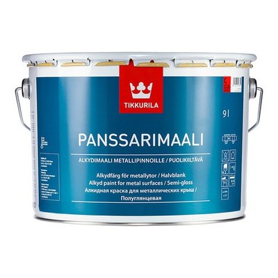 Краска алкидная для металлических крыш Tikkurila Panssarimaali, 0,9 л, белый, полуглянцевый, A 30346 фото