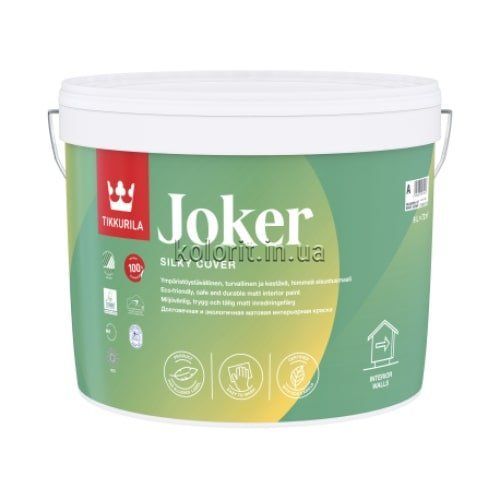 Фарба для інтер'єру Tikkurila Joker, 0,9 л, білий, матовий, A 66289 фото