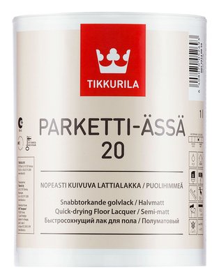 Лак для підлоги Tikkurila Parketti Assa, 1 л, безбарвний, глянсовий 16902 фото