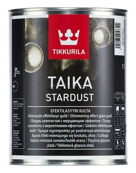 Лазур глибокоматова водорозчинна Tikkurila Taika Stardust, 1 л, золотий 24637 фото