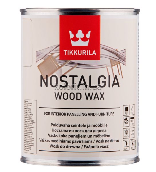 Воск для мебели и стен Tikkurila Nostalgia Wood Wax, 0,225 л, бесцветный, матовый 19745 фото